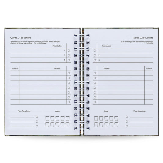 Agenda Diária Datada 2026 Gato Minimalista 212 Fls 75g A5