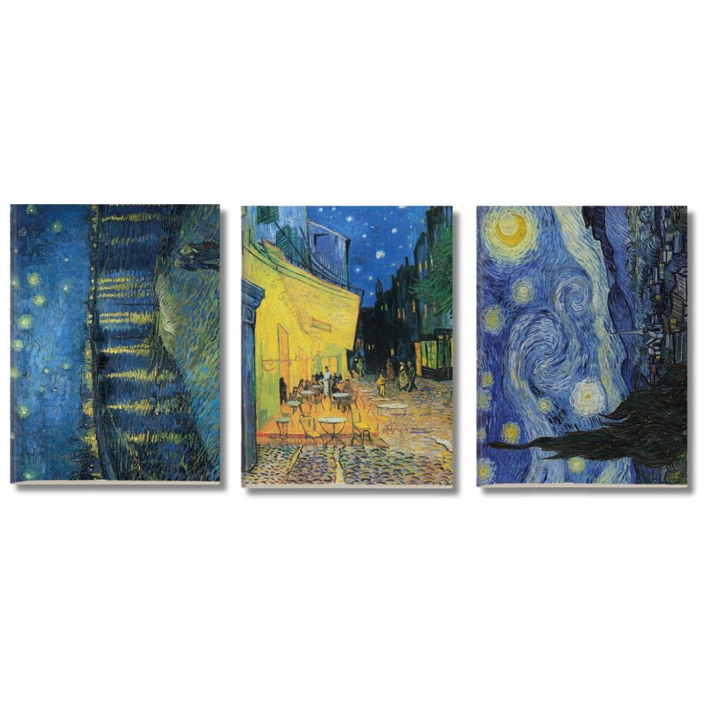 Kit 3x Cadernetas Van Gogh Noturno Capa Flex 40 Pág A5
