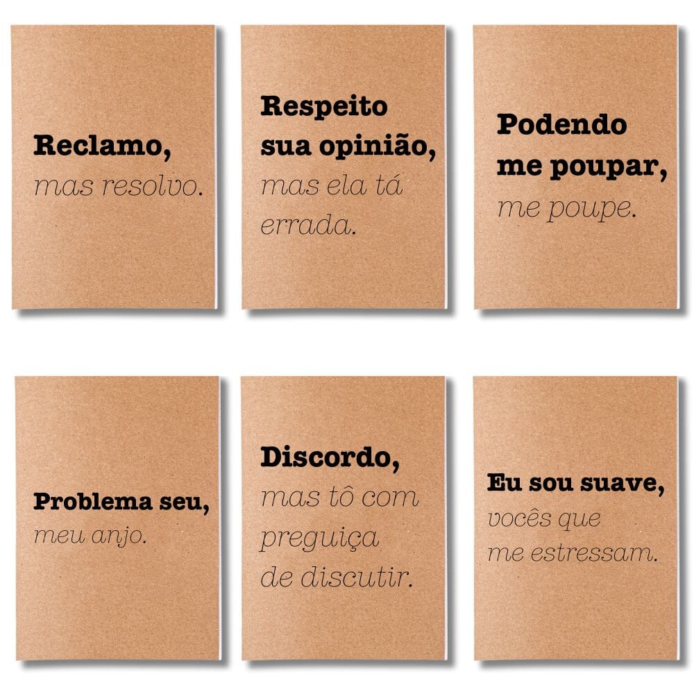 Kit 6x Cadernetas Ácidas Capa Kraft Flexível 40 Pág Pólen A5