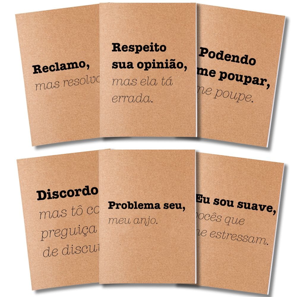 Kit 6x Cadernetas Ácidas Capa Kraft Flexível 40 Pág Pólen A5
