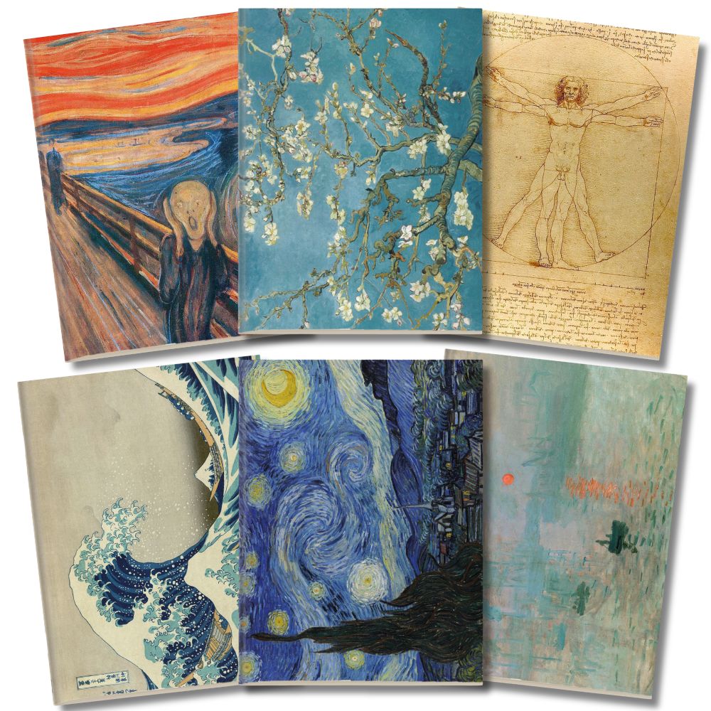 Kit 6x Cadernetas Obras de Arte Mais Queridas Capa Flex 40 Pág A5