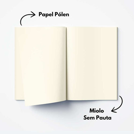 Caderneta Aberta Miolo Liso Papel Pólen