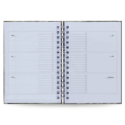 Planner Semanal Gato Minimalista Capa Dura 156 Folhas 75g A5 21x15cm