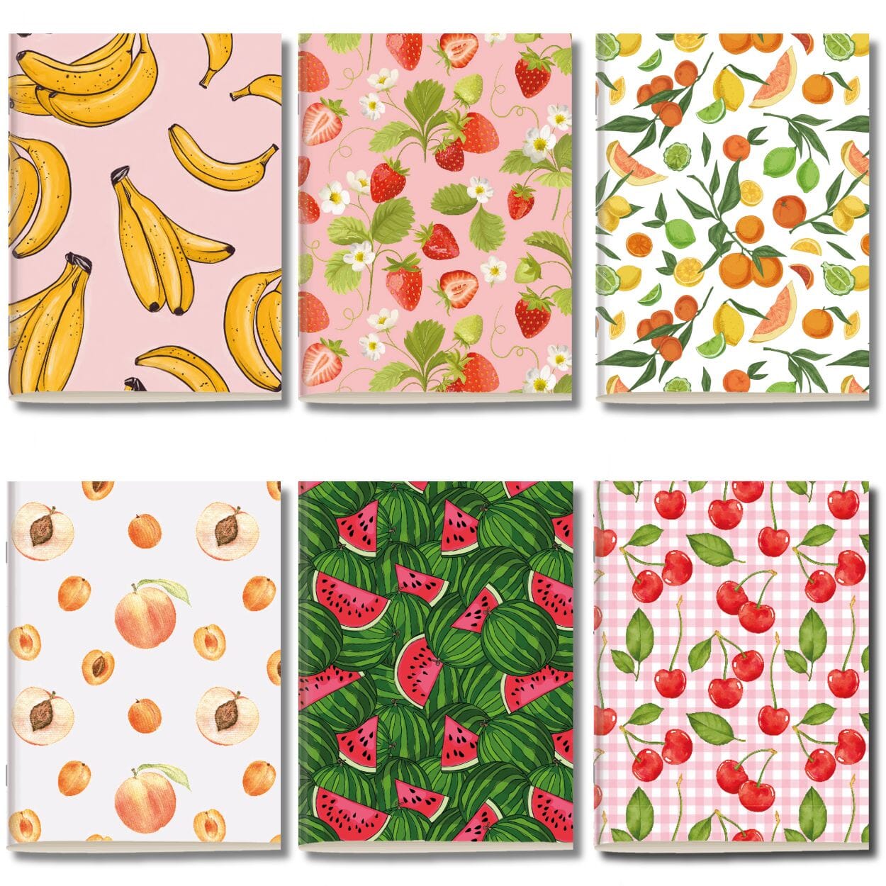 Kit 6x Cadernetas Frutas Capa Flexível 40 Páginas Pólen A5