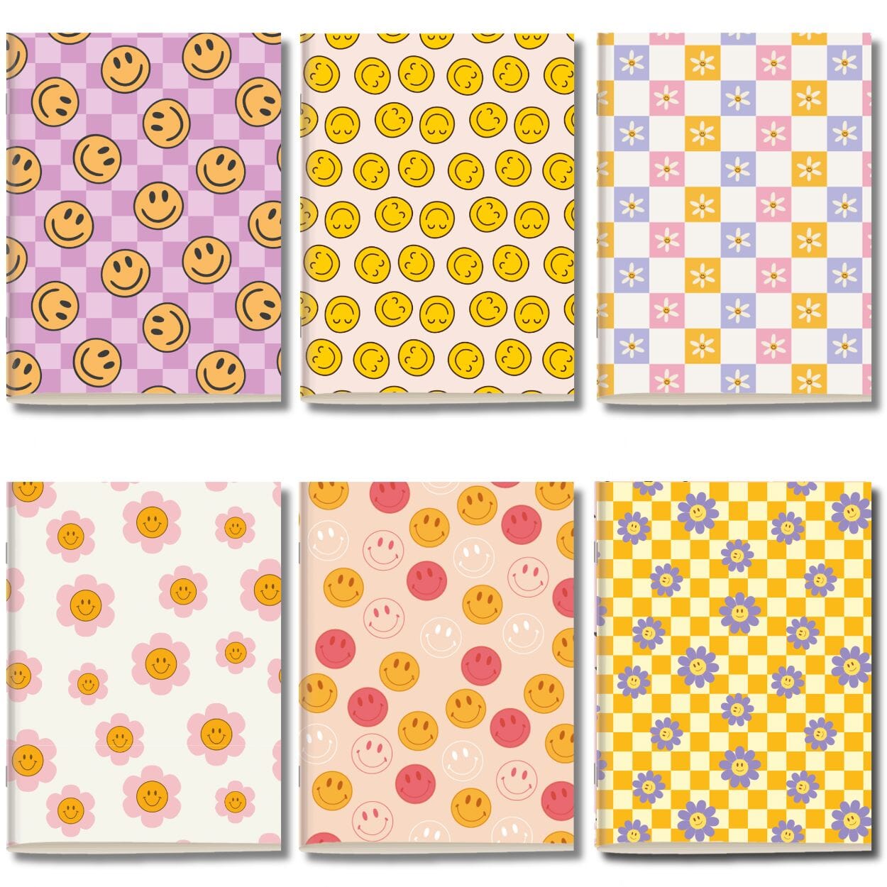 Kit 6x Cadernetas Sorrisos Capa Flexível 40 Páginas Pólen A5