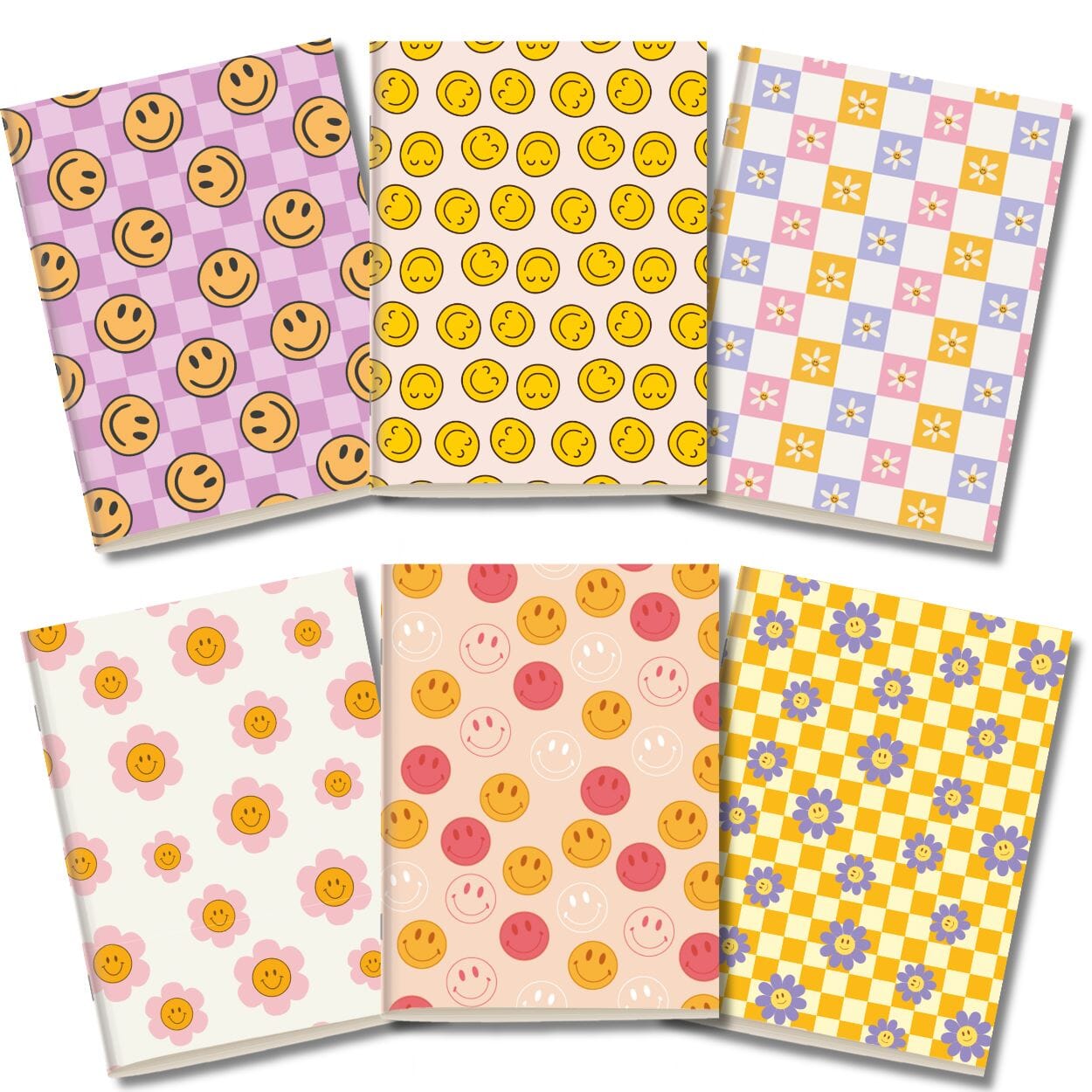 Kit 6x Cadernetas Sorrisos Capa Flexível 40 Páginas Pólen A5