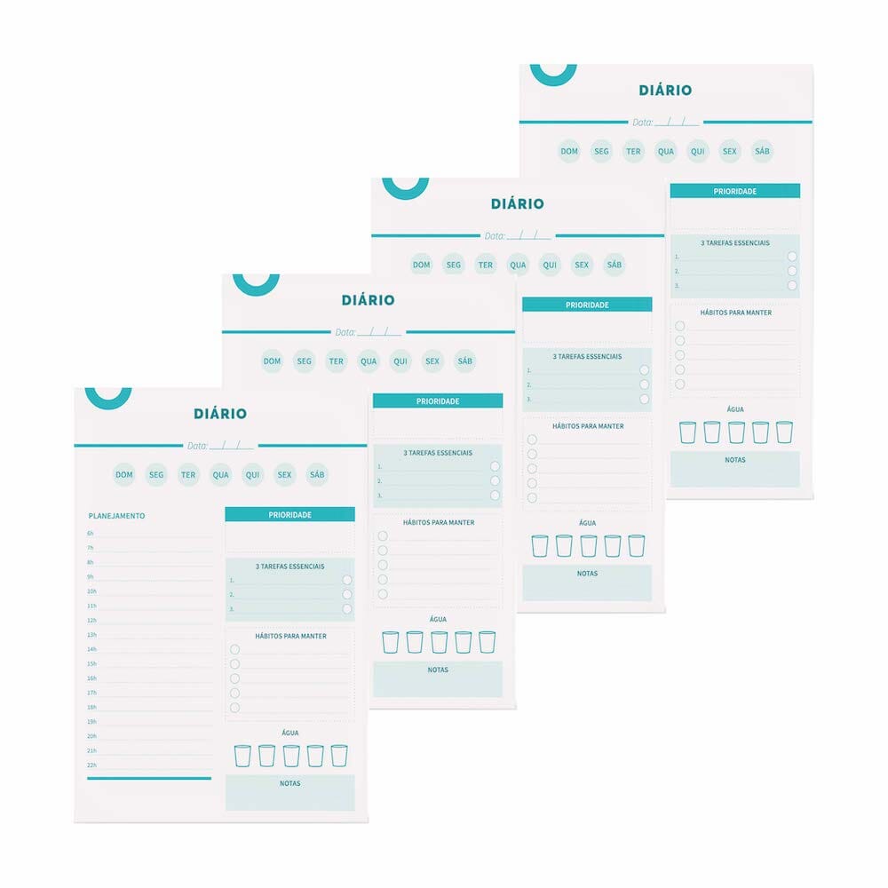 Kit 4x Blocos Planejador Diário Destacável 90 Folhas A5 (31% OFF)
