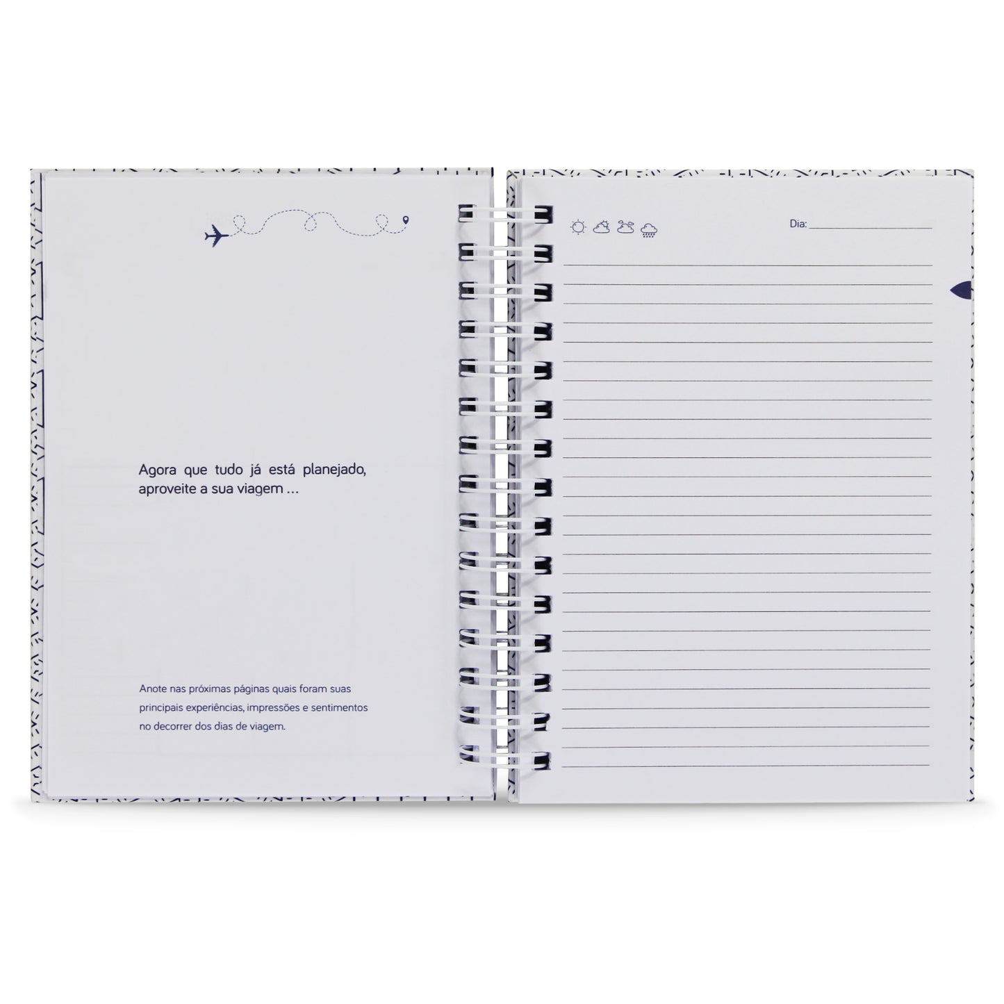 Planner de Viagens "Caderno dos 7 Destinos", Capa Dura e Toque Aveludado, 122 Fls.