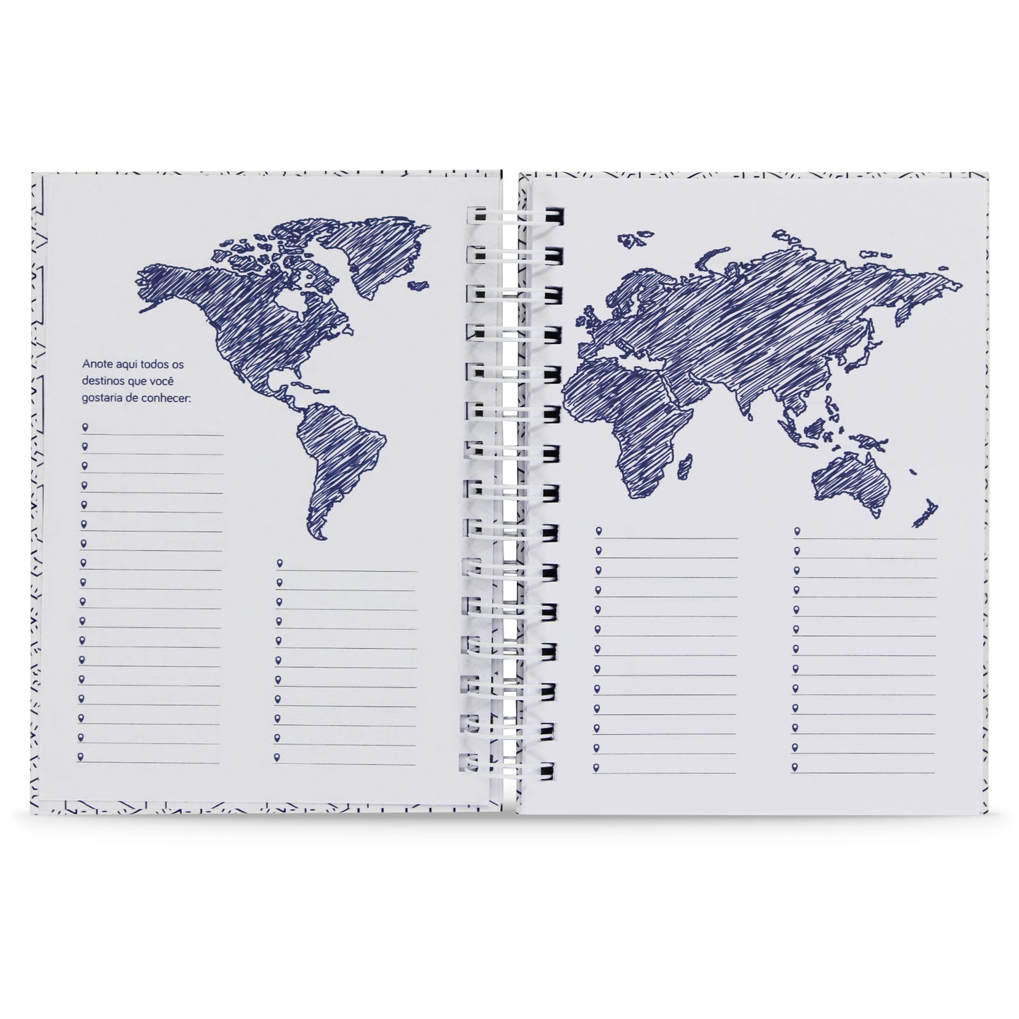 Planner de Viagens "Caderno dos 7 Destinos", Capa Dura e Toque Aveludado, 122 Fls.