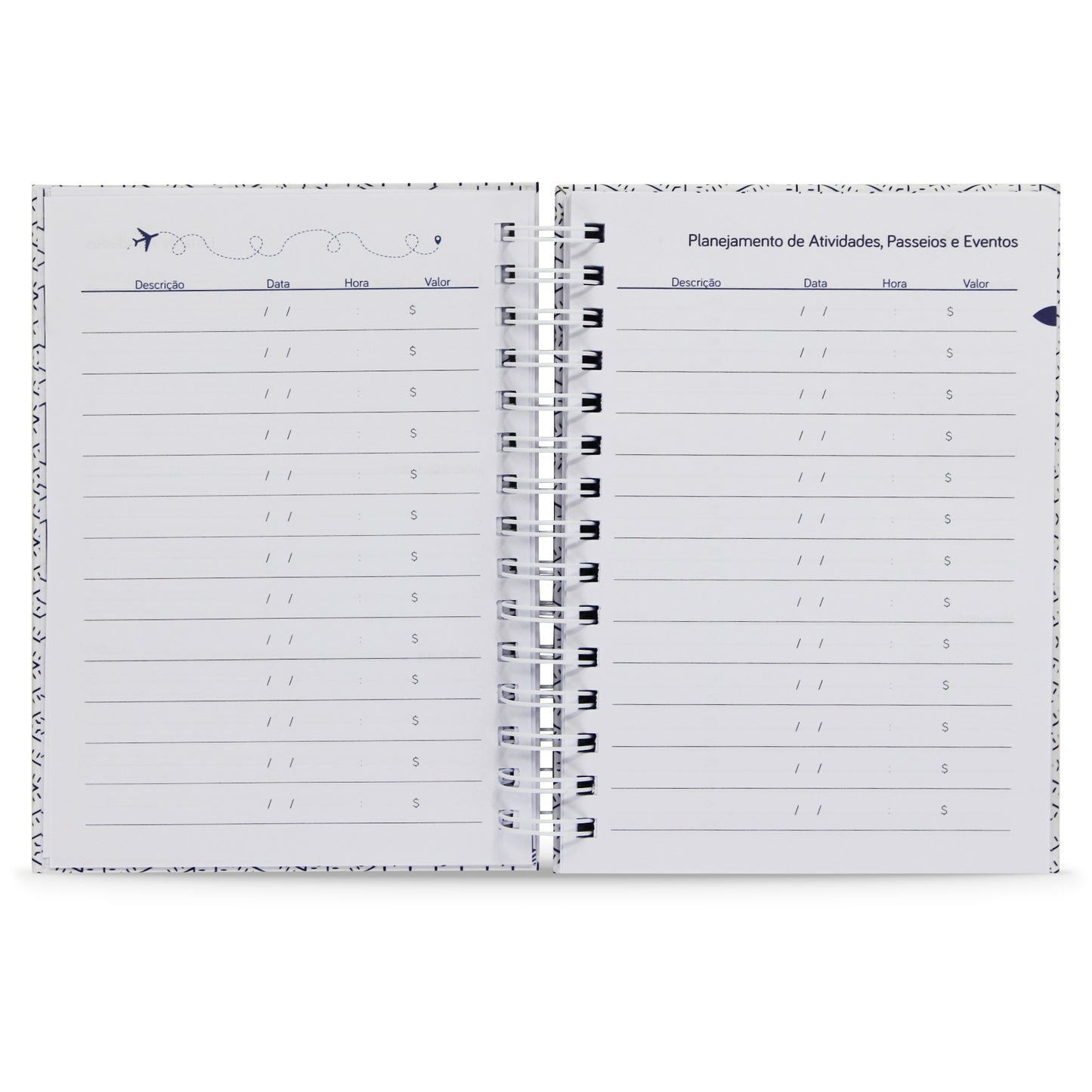 Planner de Viagens "Caderno dos 7 Destinos", Capa Dura e Toque Aveludado, 122 Fls.