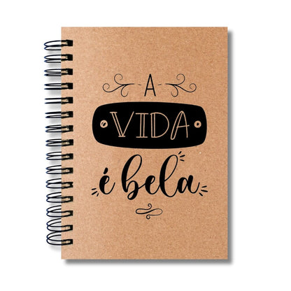 Caderno Sem Pautas Capa Dura 100 Fls 200 Pág A5 Vida É Bela