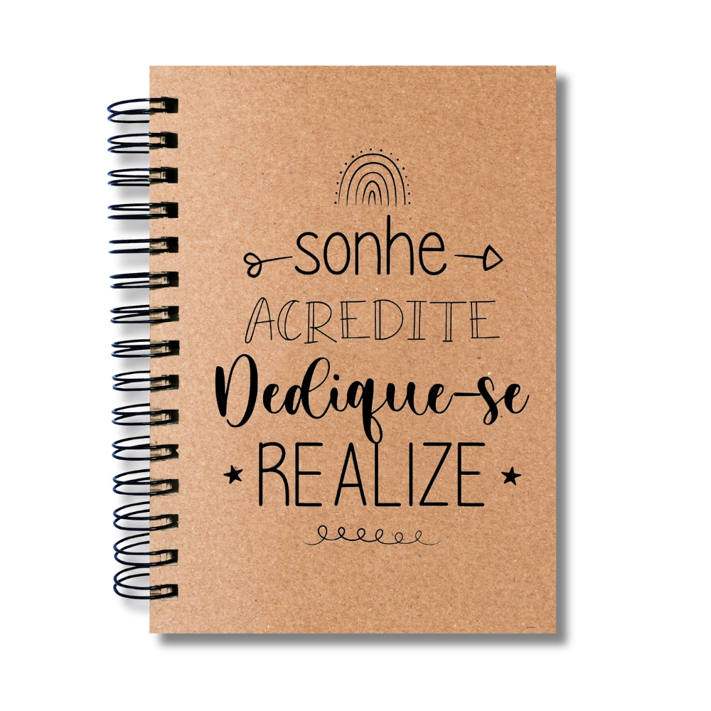 Caderno Sem Pautas Capa Dura 100 Fls 200 Pág A5 Sonhe Realize