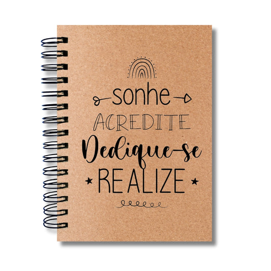 Caderno Sem Pautas Capa Dura 100 Fls 200 Pág A5 Sonhe Realize