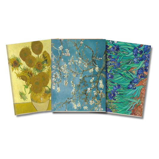 Kit 3x Cadernetas Primavera Van Gogh Capa Flex 40 Pág A5