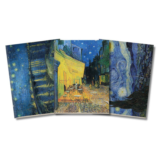 Kit 3x Cadernetas Van Gogh Noturno Capa Flex 40 Pág A5