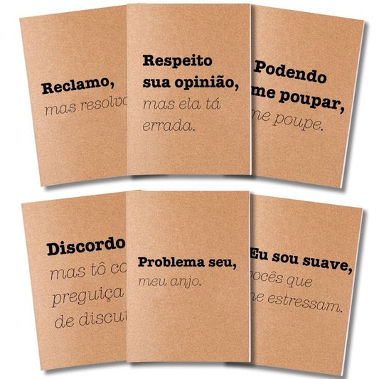 Kit 6x Cadernetas Ácidas Capa Kraft Flexível 40 Pág Pólen A5