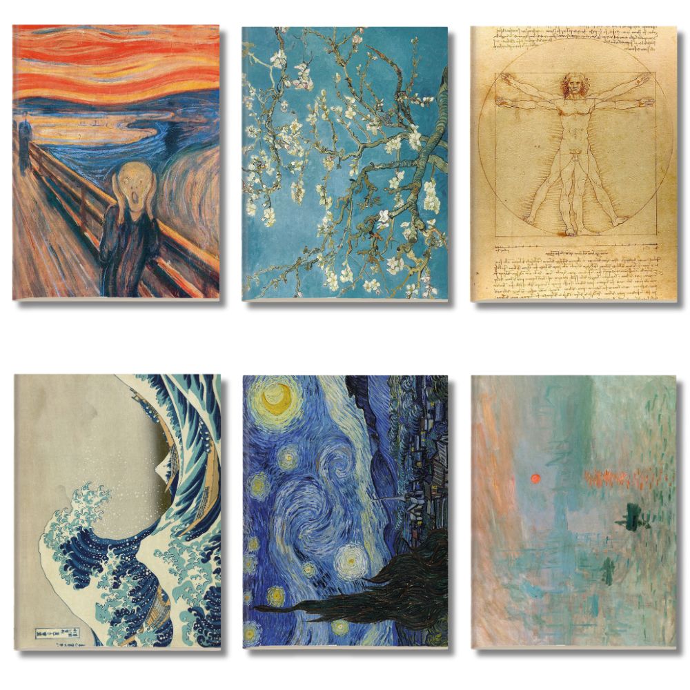 Kit 6x Cadernetas Obras de Arte Mais Queridas Capa Flex 40 Pág A5