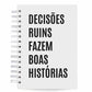 Agenda Semanal Vertical Datada 2026 Decisões Ruins 120 Fls 90g A5