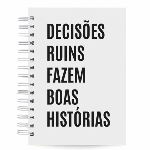 Agenda Semanal Vertical Datada 2026 Decisões Ruins 120 Fls 90g A5