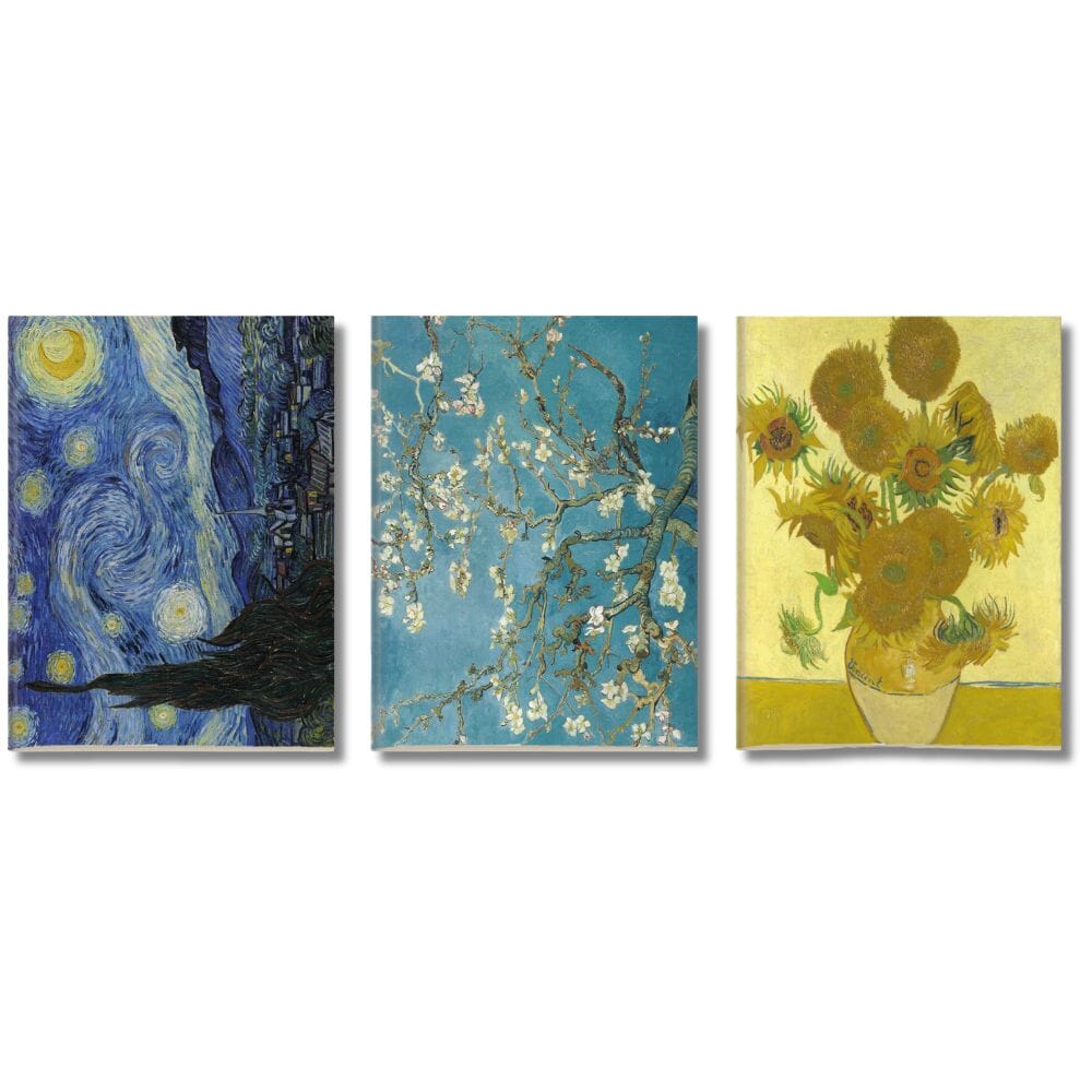 Kit 3x Cadernetas Van Gogh Papel Pólen A5 40 Páginas