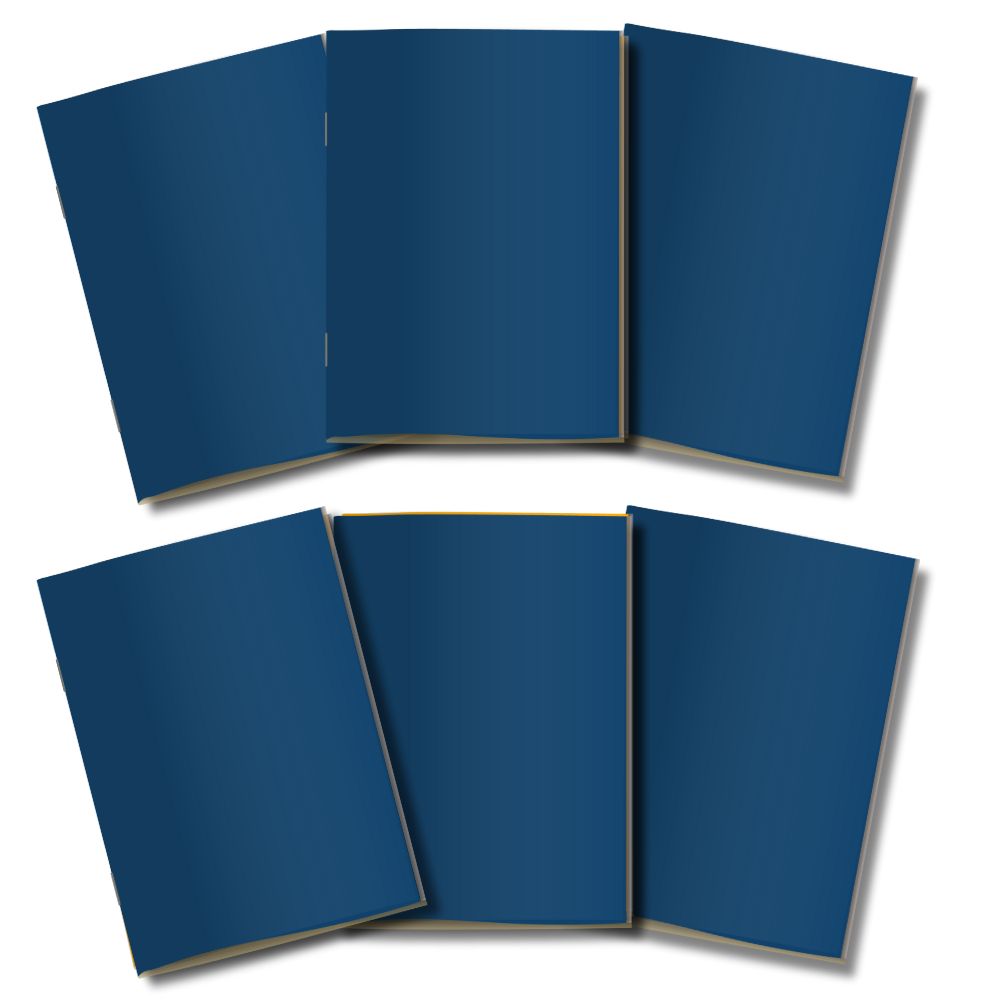 Kit 6x Cadernetas Sem Pauta Capa Flex 40 Pág Pólen A5 Azul Marinho