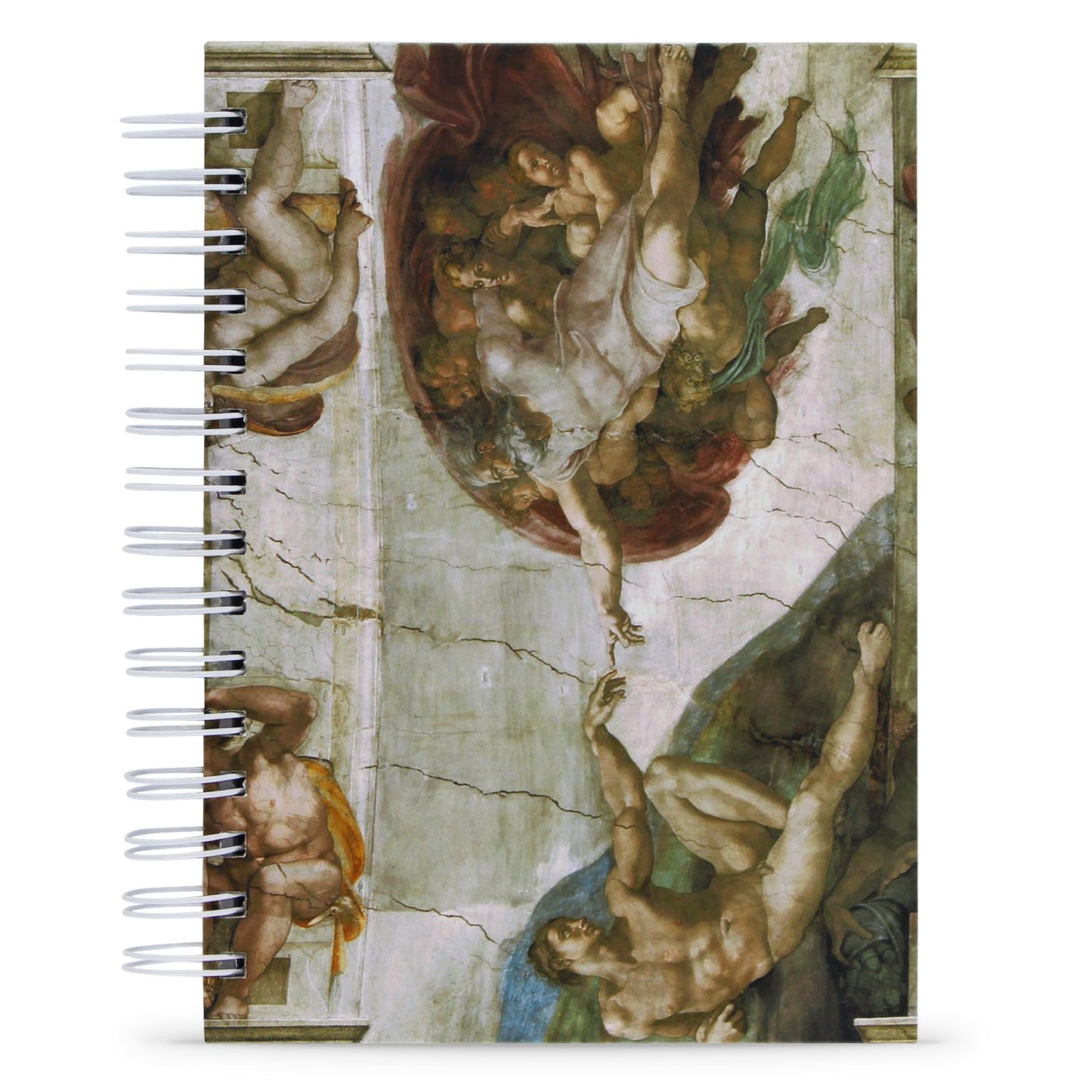 Caderno Michelangelo "Criação de Adão" Capa Dura e Toque Aveludado, 125 Folhas, 21x15cm