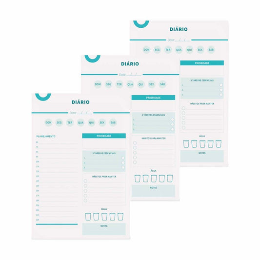Kit 3x Blocos Planejador Diário Destacável 90 Folhas A5 (26% OFF)