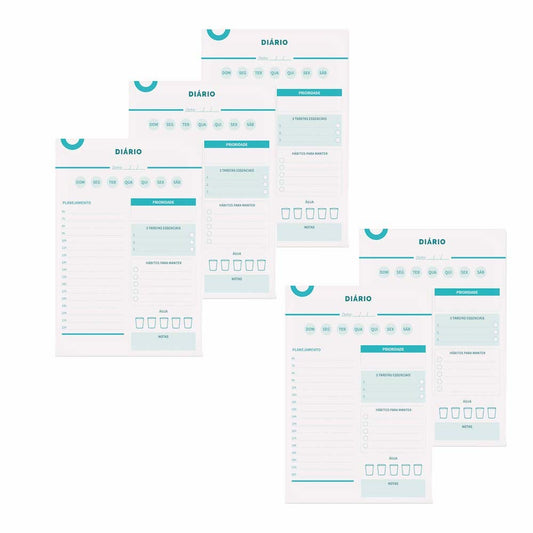 Kit 5x Blocos Planejador Diário Destacável 90 Folhas A5 (35% OFF)