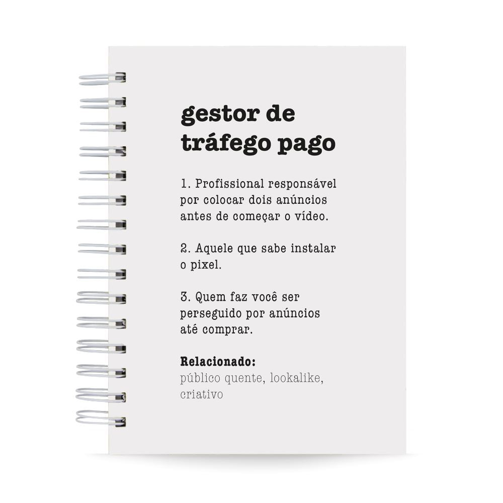 Caderno Pautado 125 Folhas 90g A5 Profissões Gestor de Tráfego Pago