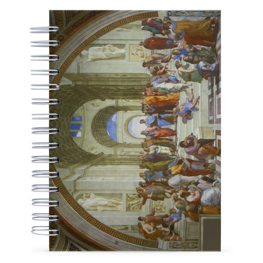 Caderno Rafael "Escola de Atenas" Capa Dura e Toque Aveludado, 125 Folhas, 21x15cm (Com 3 Presentes Grátis)