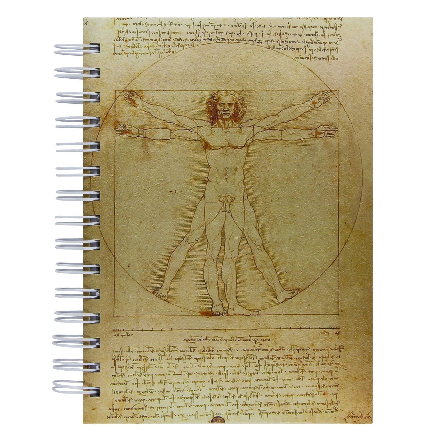 Caderno "Homem Vitruviano" Capa Dura e Toque Aveludado, 125 Folhas, 21x15cm