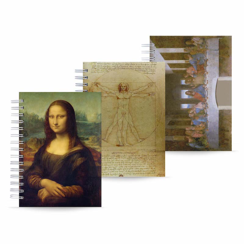 Kit 3x Cadernos Leonardo da Vinci Capa Dura 125 Folhas A5