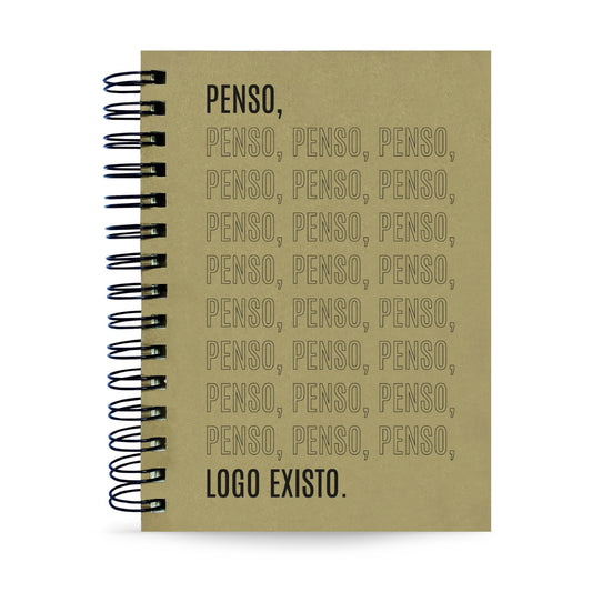 Caderno Penso Logo Existo Capa Dura 125 Fls Miolo Com Citações Papel 90g A5