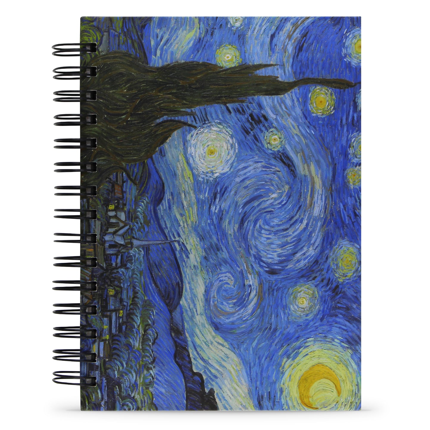 Caderno Van Gogh Noite Estrelada Capa Dura Premium e Toque Aveludado, 125 Folhas, 21x15cm (Com 3 Presentes Grátis)
