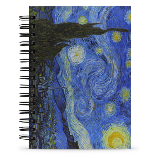Caderno Van Gogh Noite Estrelada Capa Dura Premium e Toque Aveludado, 125 Folhas, 21x15cm