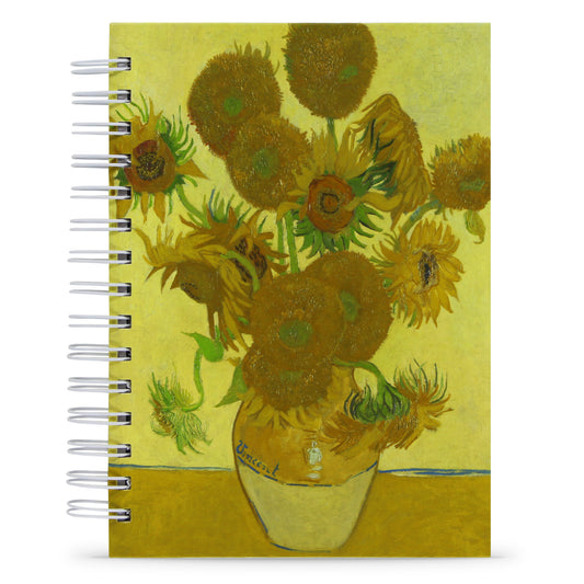 Caderno Van Gogh "Os Girassóis" Capa Dura e Toque Aveludado, 125 Folhas, 21x15cm (Com 3 Presentes Grátis)